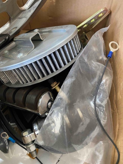 Box of motorcycle parts