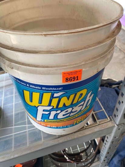 5 gallon bucket with nails, cleaning brush and more