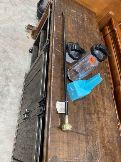 TCB walking cane and drink containers