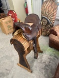 Working Ranch saddle - Early 1900's High back Note with saddle describing details of saddle