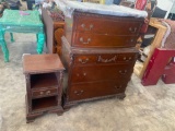 5 drawer upright dresser with marble top and one night stand Must bring help to load