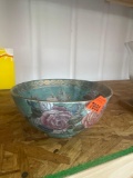 Andrea - Green and gold trim decorative bowl