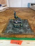 Peacock trinket box and peacock plate