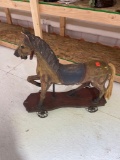 Antique primitive wood horse pull