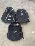 3 black backpacks