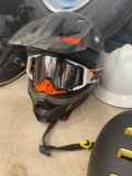 Riding helmet with goggles