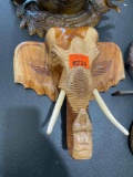 Wooden elephant head