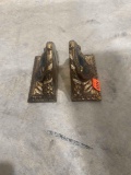 Vintage bronze clad fleur de lis bookends