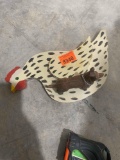 Wooden rooster and dog figurine