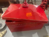 Red metal containers decor