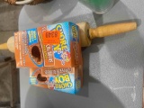 Chore boy copper scrubbers and a wooden rolling pin