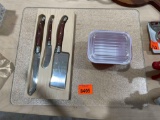 Laguiole knives and glass baking dish