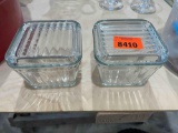Square glass bowls with lids