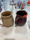 2 Pottery cream pitchers