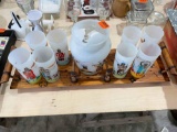 Vintage frosted tumblers and pitcher from Knox oil company 