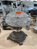 Crystal and metal candy jar with lid