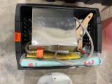 Compressed air, paint brushes, hose, and other items
