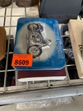 Harley Davidson tin with cards and holy bible