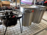 Outdoor propane cooker stand with 2 pots