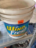 5 gallon bucket with nails, cleaning brush and more
