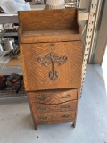 Petite tiger oak drop front desk