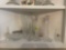 various glass candle holders; vases; shakers; misc