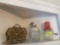 napkin holder; honey/syrup jar; shredder