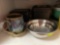 mixing bowls; microwave bacon cooker; misc
