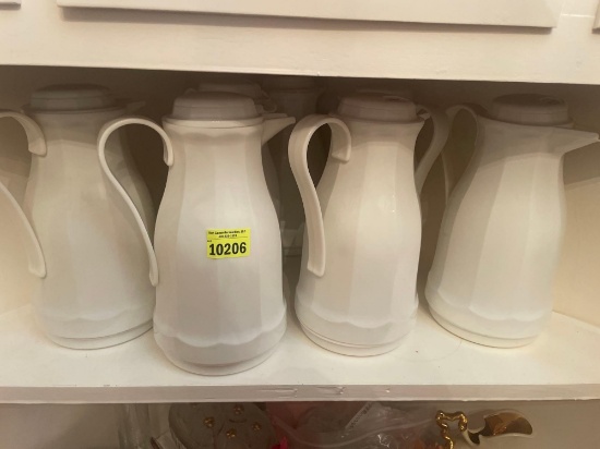 7 vintage white insulated pitchers