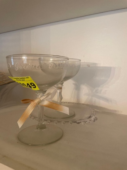 bride and groom cups; saucer