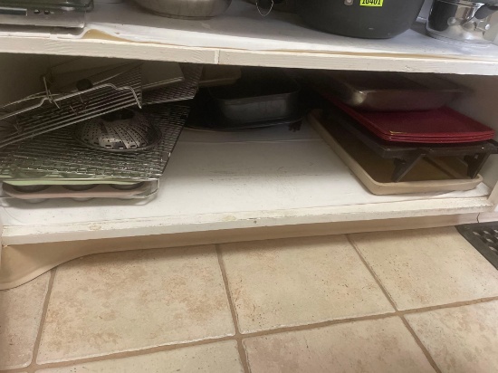 wire racks; muffin tins; cookie sheets; misc