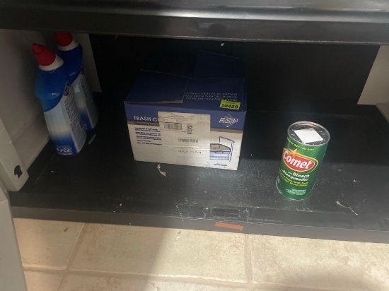 toilet cleaner; trash compactor bags; Comet