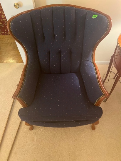 blue wingback chair