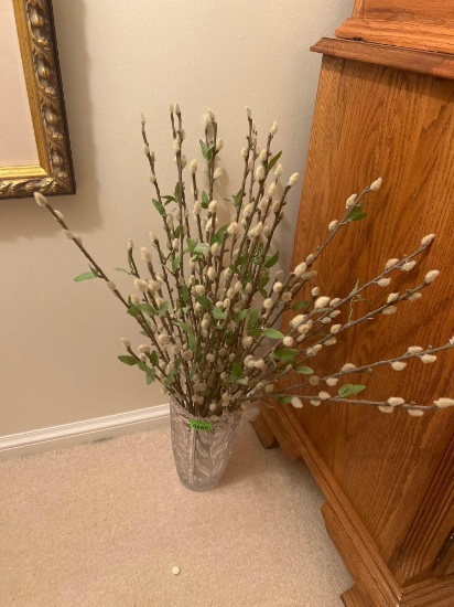 vintage glass vase with foliage