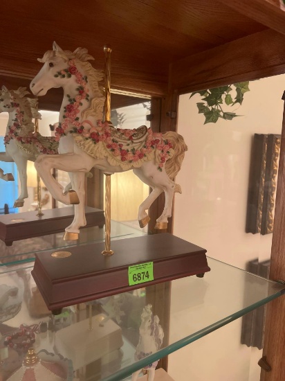 vintage carousel horse music box