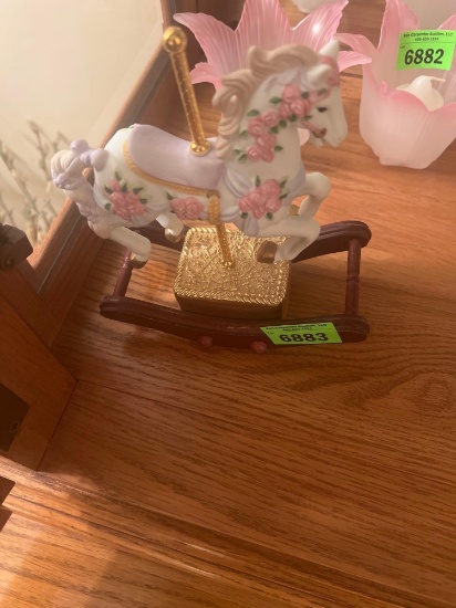 vintage rocking horse music box