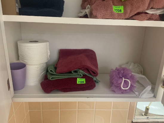 wash cloths; toilet paper; trash bags