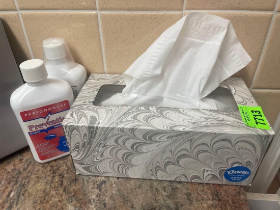 tissues; mouth rinse