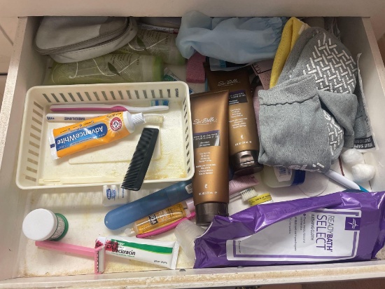 hospital socks; toothbrushes; toothpaste; misc
