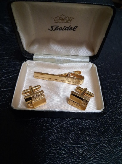 Speidel cufflinks and tie clip