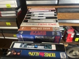 various VHS tapes and storage drawers