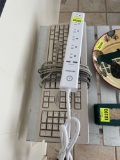 power strip; keyboard