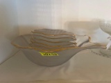 vintage gold-rimmed frosted glass catch alls