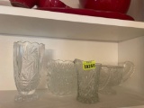 crystal glass vase; bowls and dishes