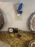 mini glass coke bottles; precious stones; nightlight; misc