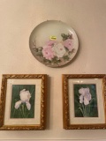 floral display plate; floral paintings by J. Campbell