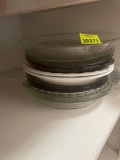 various glass pie pans