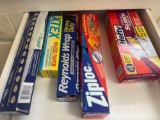 ziplock bags; aluminum foil; wax paper; parchment paper