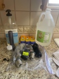 vinegar; hand sanitizer; flashlight; misc