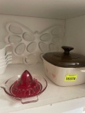 butterfly egg dish; lemon juicer; serving dish
